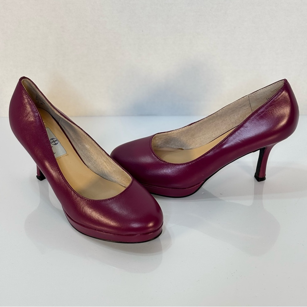 MARIAH CAREY-HOT IN HOLLYWOOD- Elegant Burgundy Leather 2”Heels Pumps Size 7W